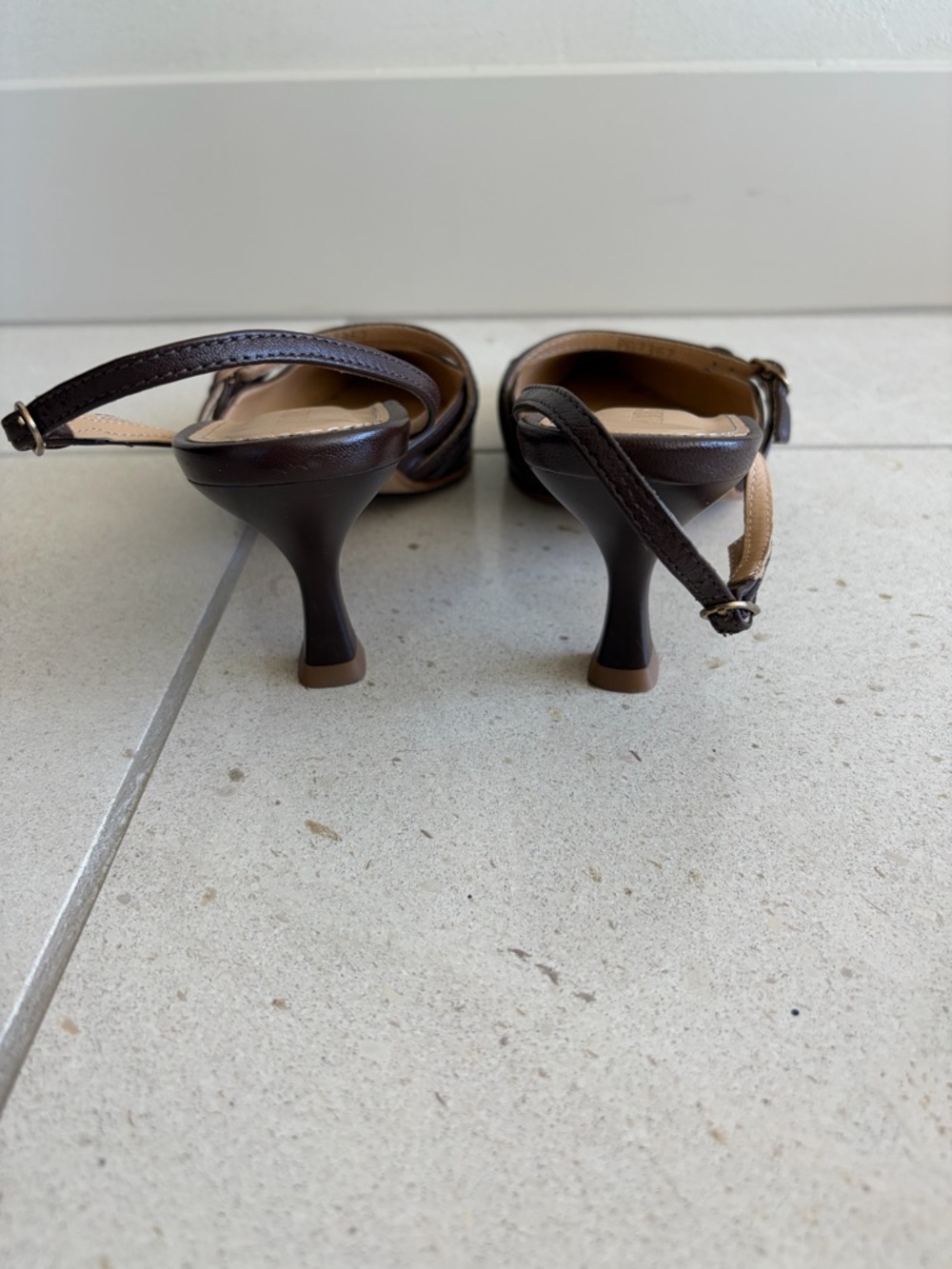 ALOHAS Dark Brown Pointed Slingback Heels - Picture 3 of 5